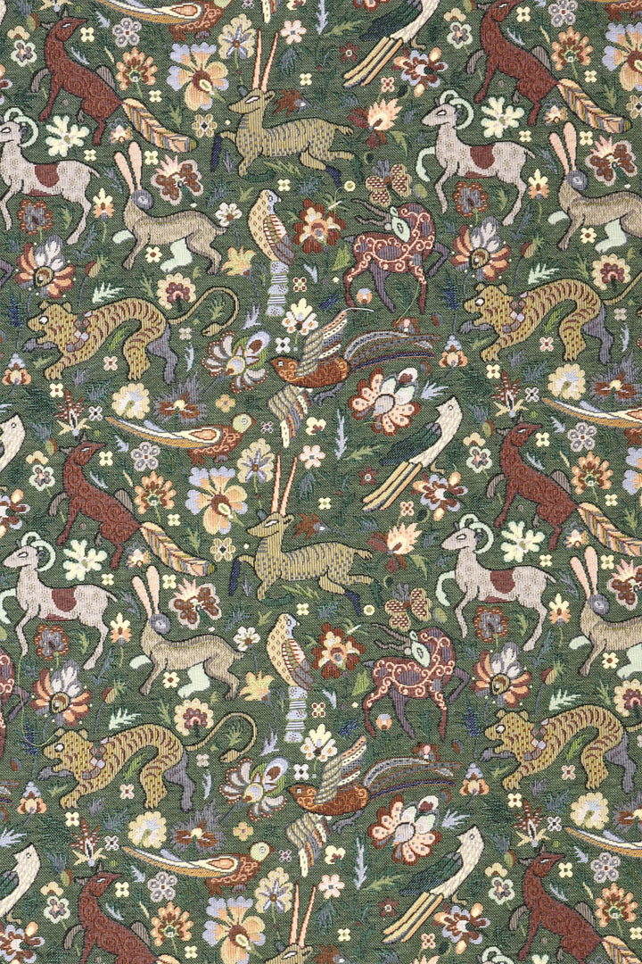 Tudor Forest Tapestry Green Fabric