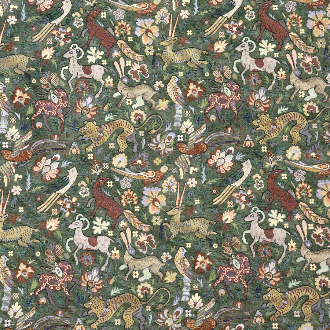 Tudor Forest Tapestry Green Fabric