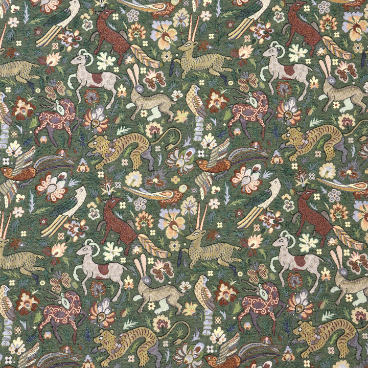 Tudor Forest Tapestry Green Fabric