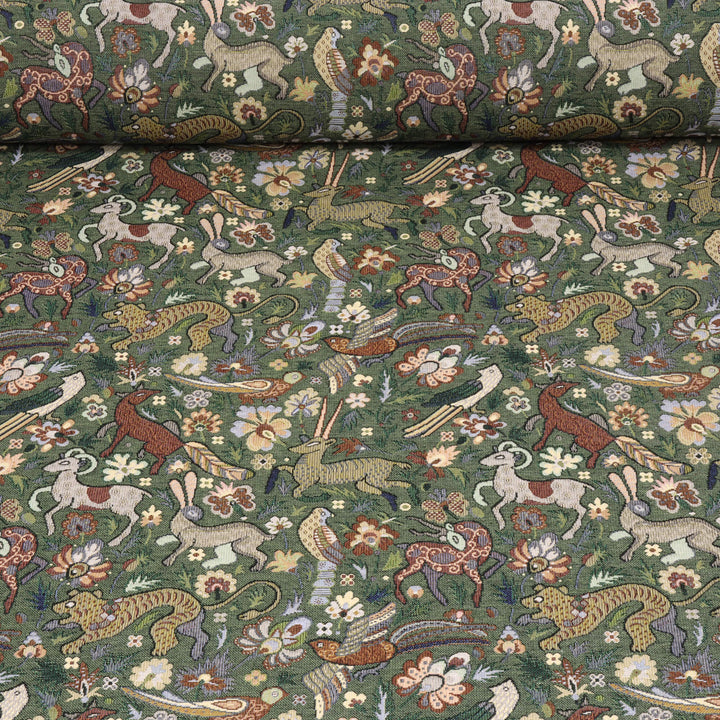 Tudor Forest Tapestry Green Fabric
