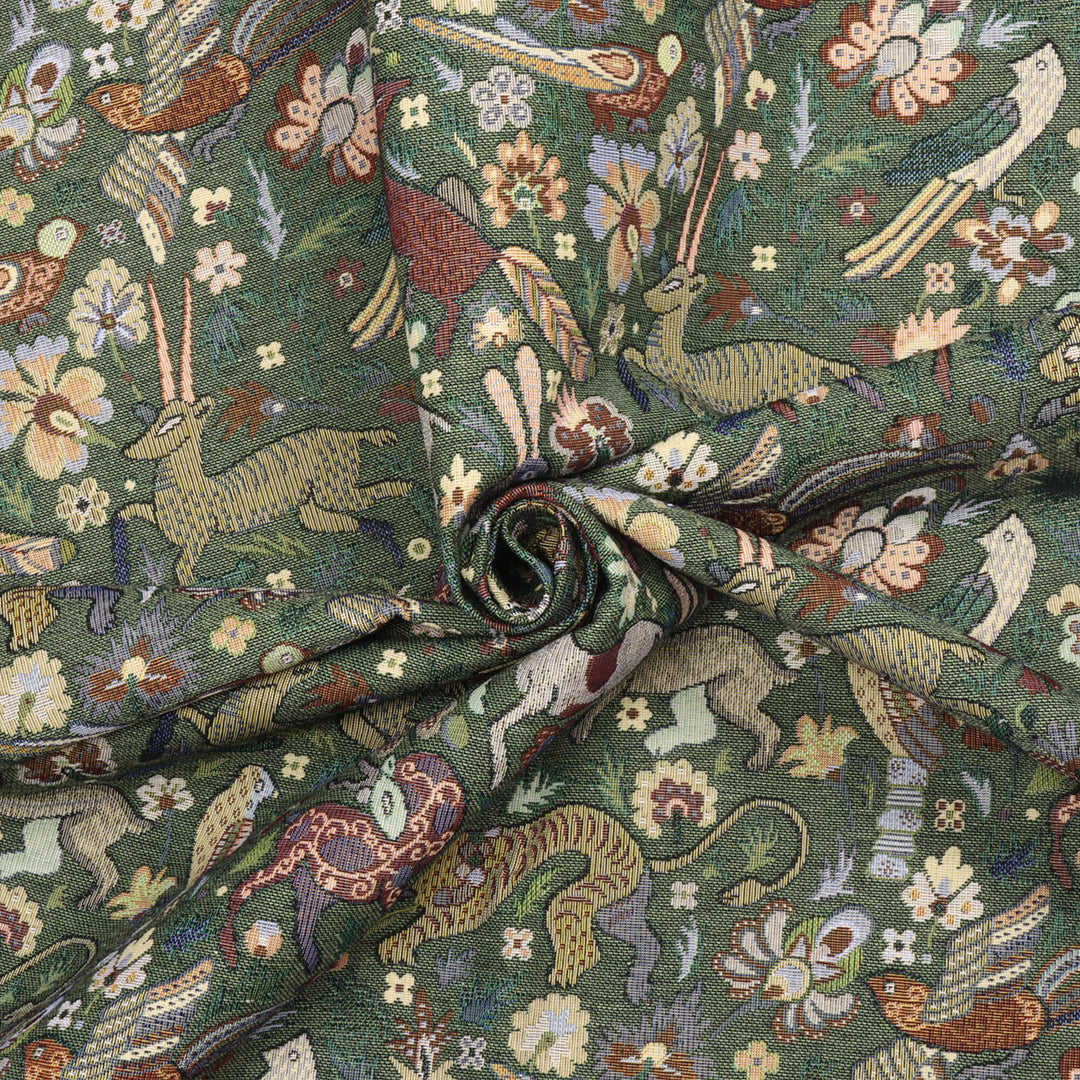 Tudor Forest Tapestry Green Fabric