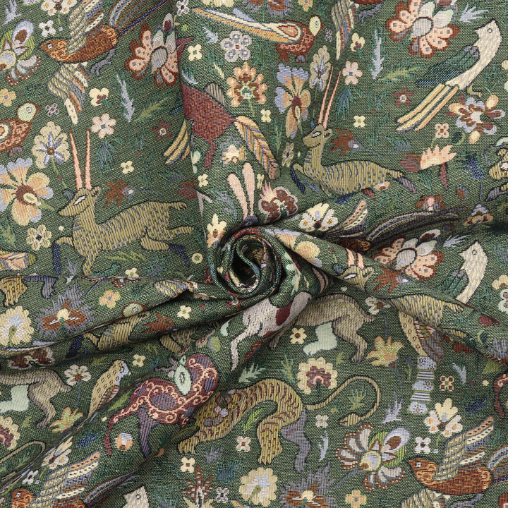 Tudor Forest Tapestry Green Fabric
