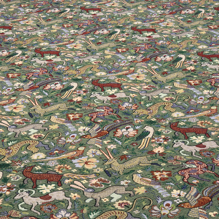 Tudor Forest Tapestry Green Fabric
