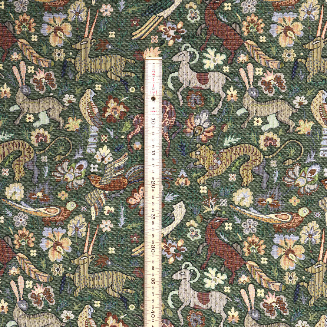 Tudor Forest Tapestry Green Fabric