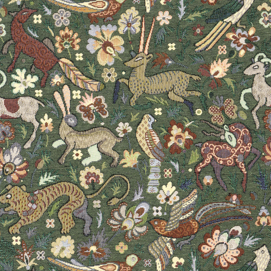Tudor Forest Tapestry Green Fabric