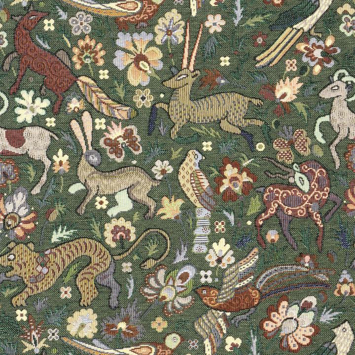 Tudor Forest Tapestry Green Fabric