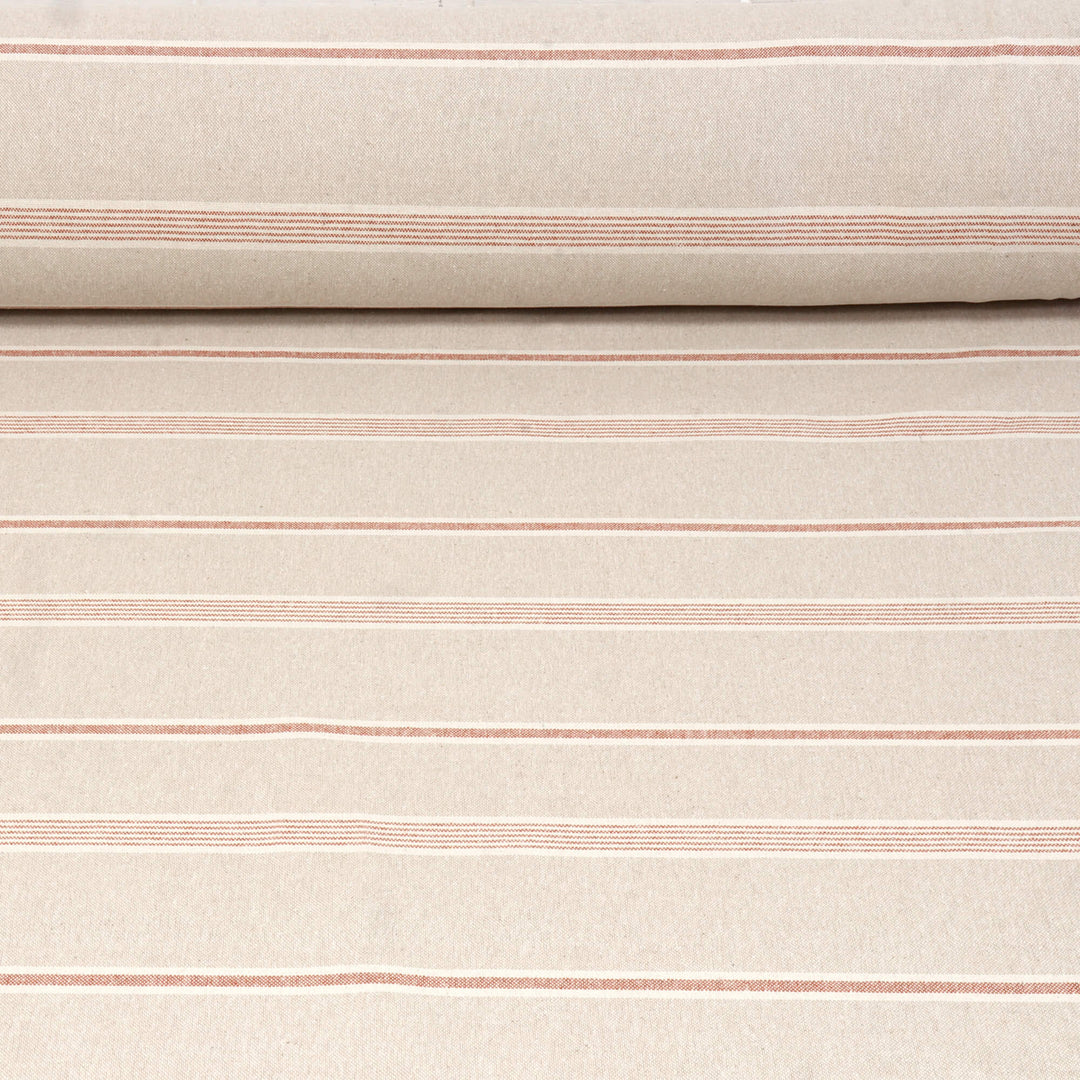 Farmhouse Stripe Terracotta Double Width Fabric