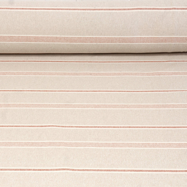 Farmhouse Stripe Terracotta Double Width Fabric