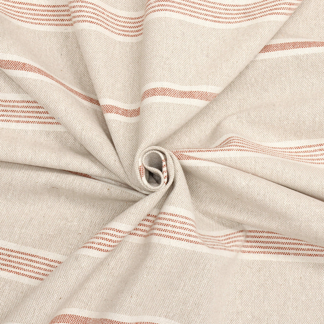 Farmhouse Stripe Terracotta Double Width Fabric