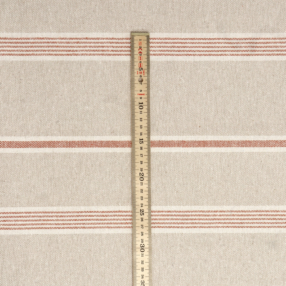 Farmhouse Stripe Terracotta Double Width Fabric