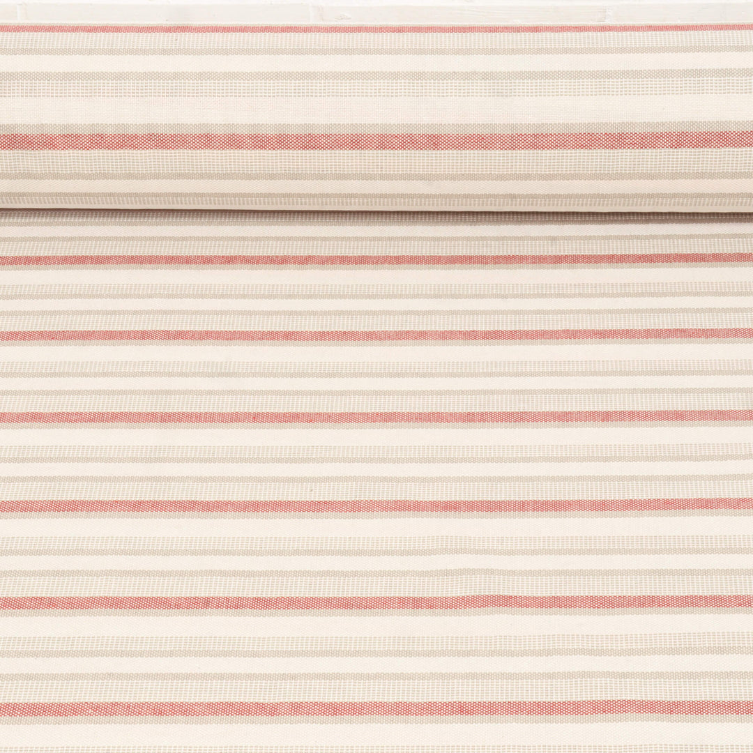 Navarra Stripe Red Double Width Fabric