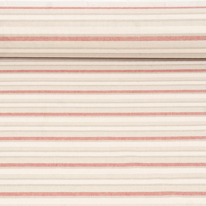 Navarra Stripe Red Double Width Fabric