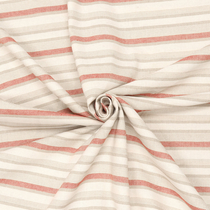 Navarra Stripe Red Double Width Fabric