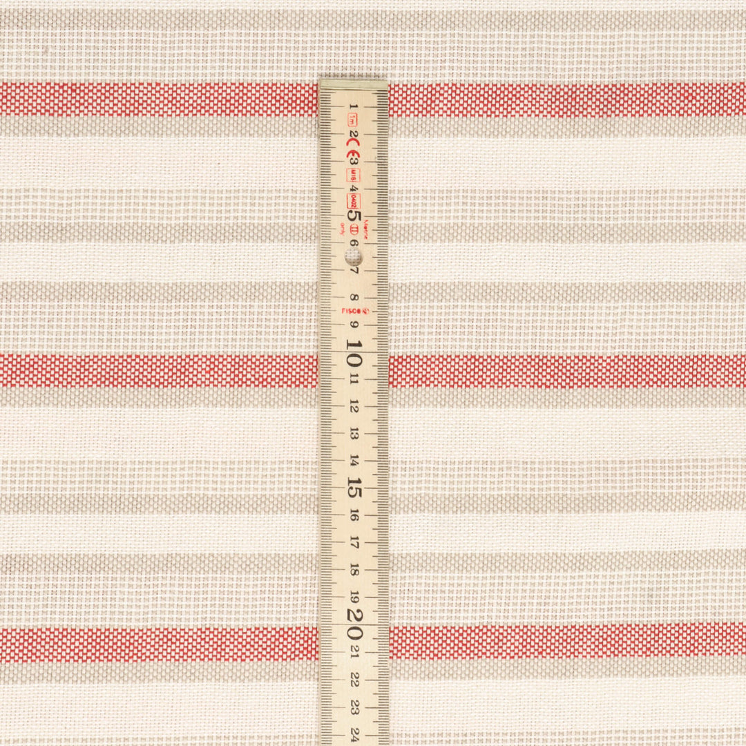 Navarra Stripe Red Double Width Fabric
