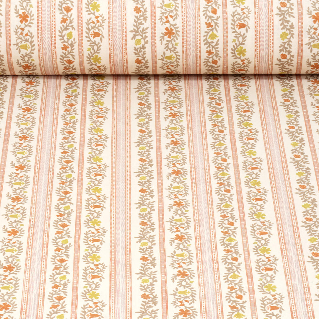 Flores Stripe Tangerine Fabric