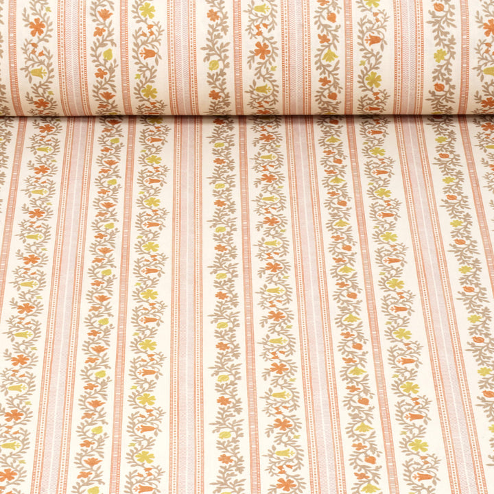 Flores Stripe Tangerine Fabric