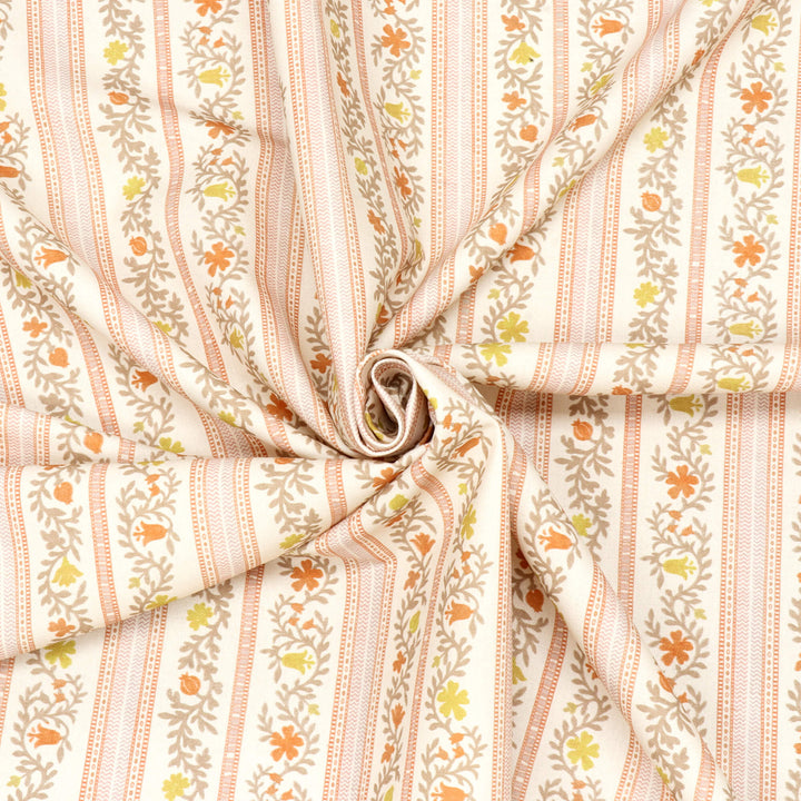 Flores Stripe Tangerine Fabric