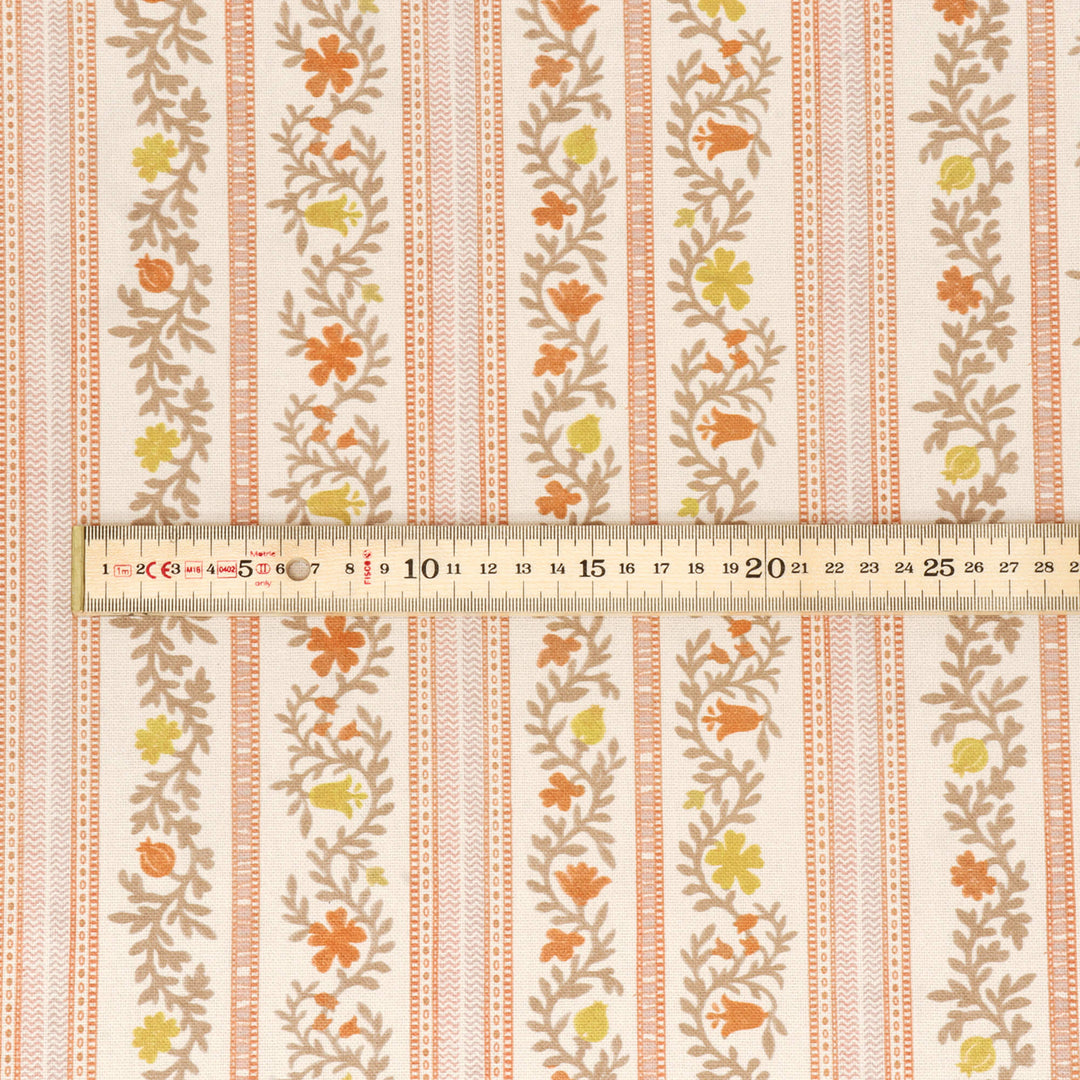Flores Stripe Tangerine Fabric