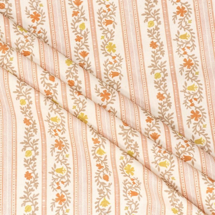 Flores Stripe Tangerine Fabric