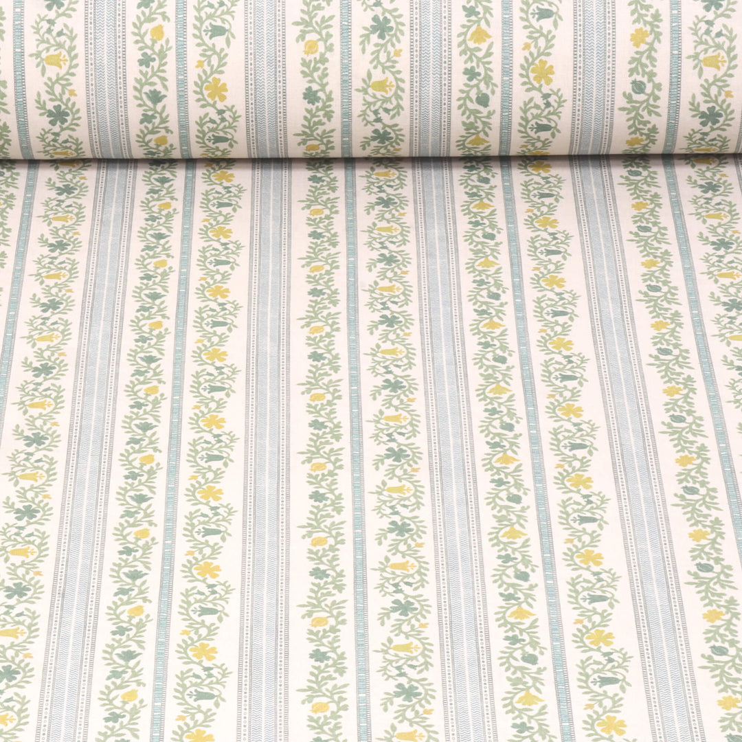 Flores Stripe Aqua Fabric