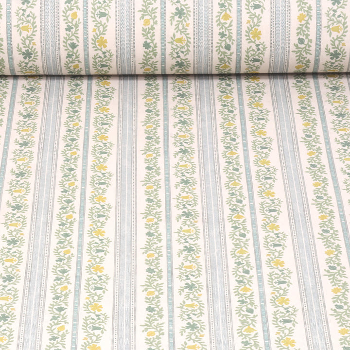 Flores Stripe Aqua Fabric