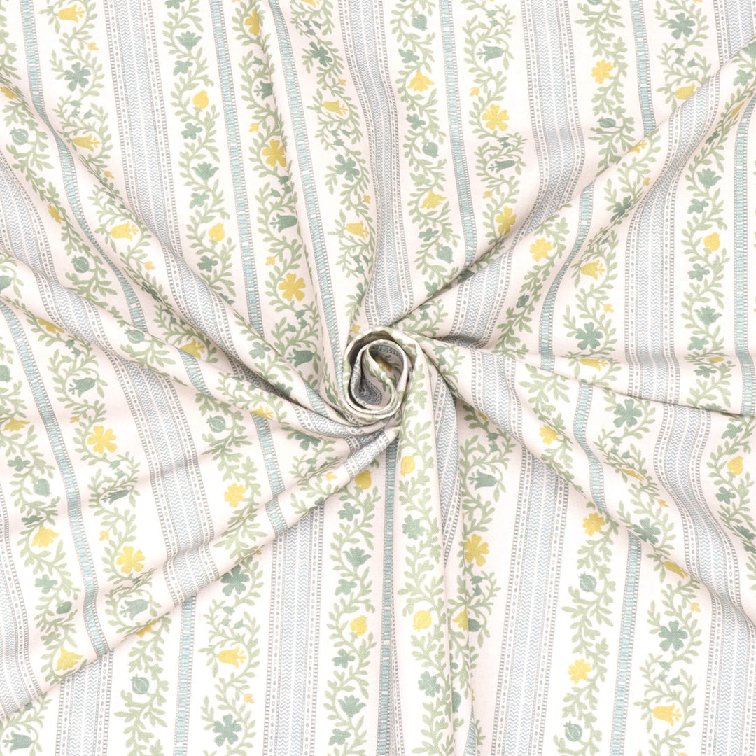 Flores Stripe Aqua Fabric