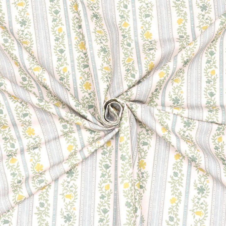 Flores Stripe Aqua Fabric