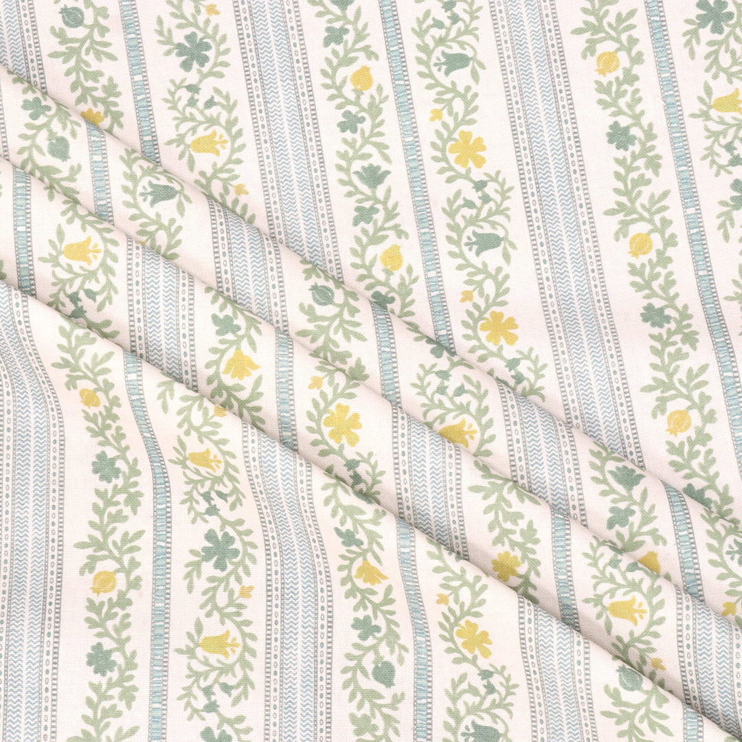 Flores Stripe Aqua Fabric