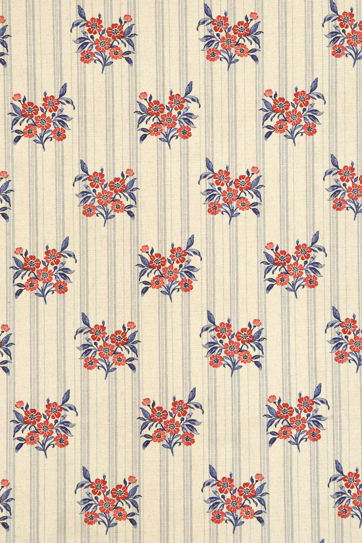 Josephine Stripe Royal Blue/Raspberry Fabric