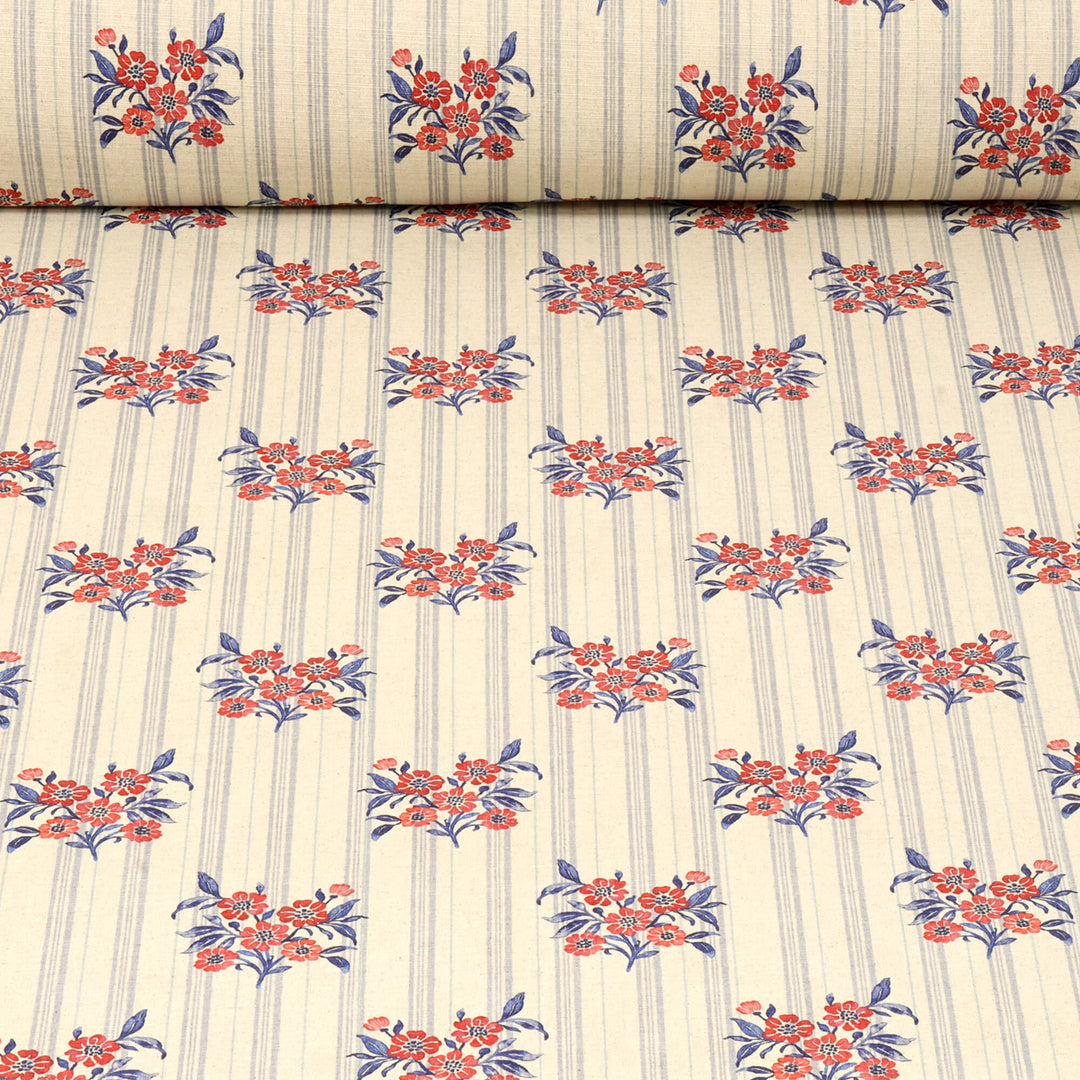 Josephine Stripe Royal Blue/Raspberry Fabric