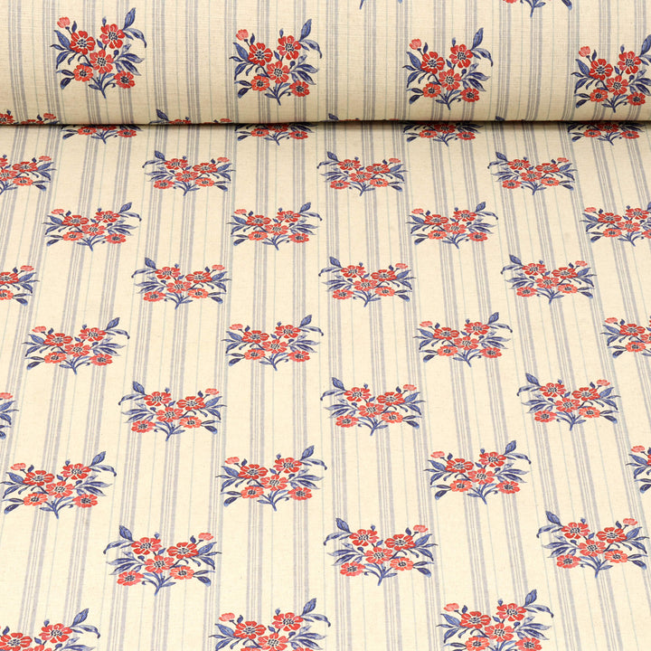 Josephine Stripe Royal Blue/Raspberry Fabric