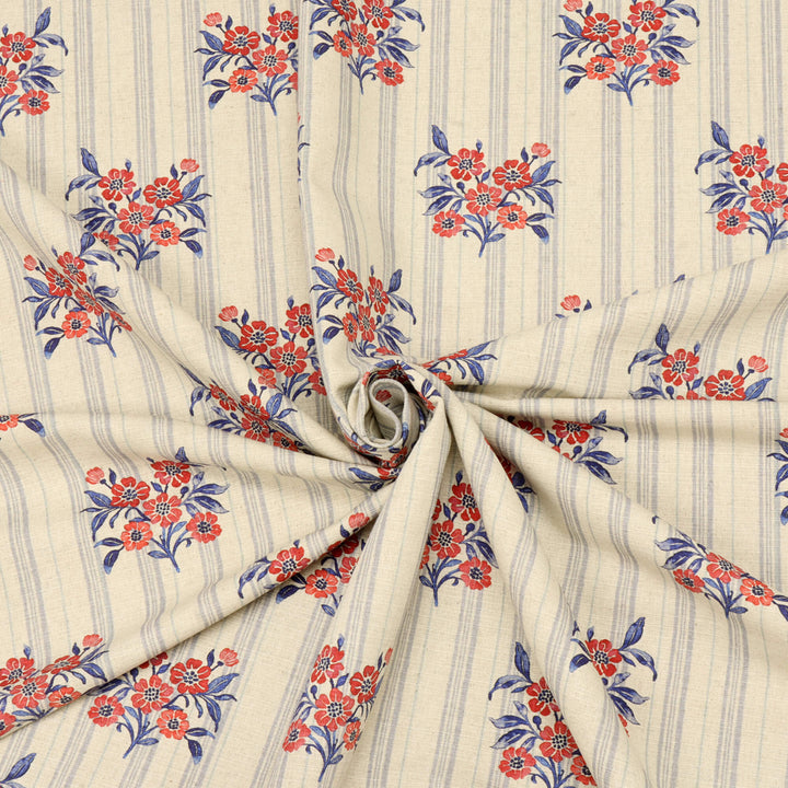 Josephine Stripe Royal Blue/Raspberry Fabric