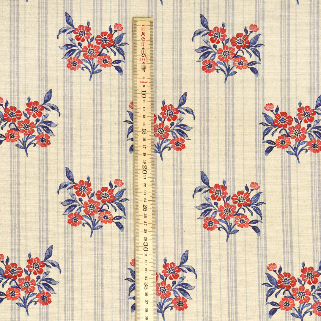 Josephine Stripe Royal Blue/Raspberry Fabric