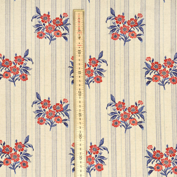 Josephine Stripe Royal Blue/Raspberry Fabric