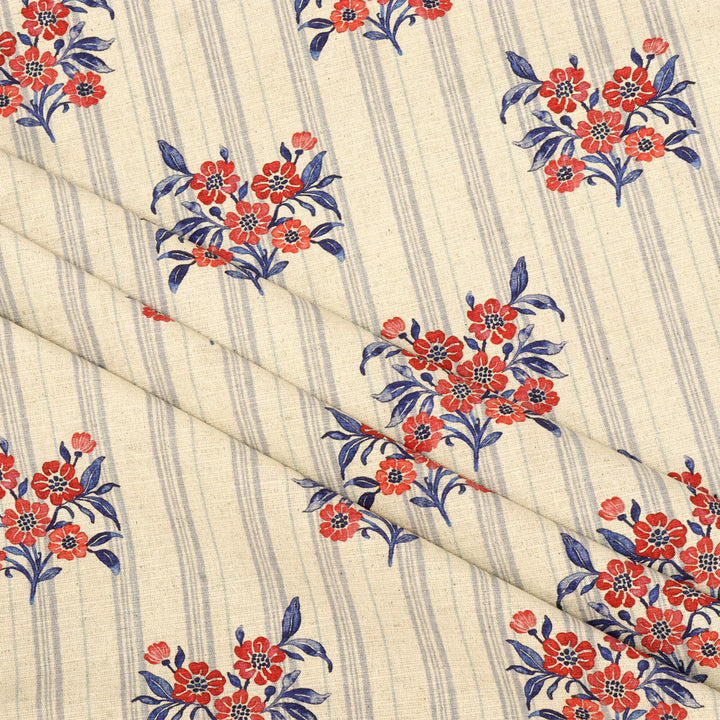 Josephine Stripe Royal Blue/Raspberry Fabric