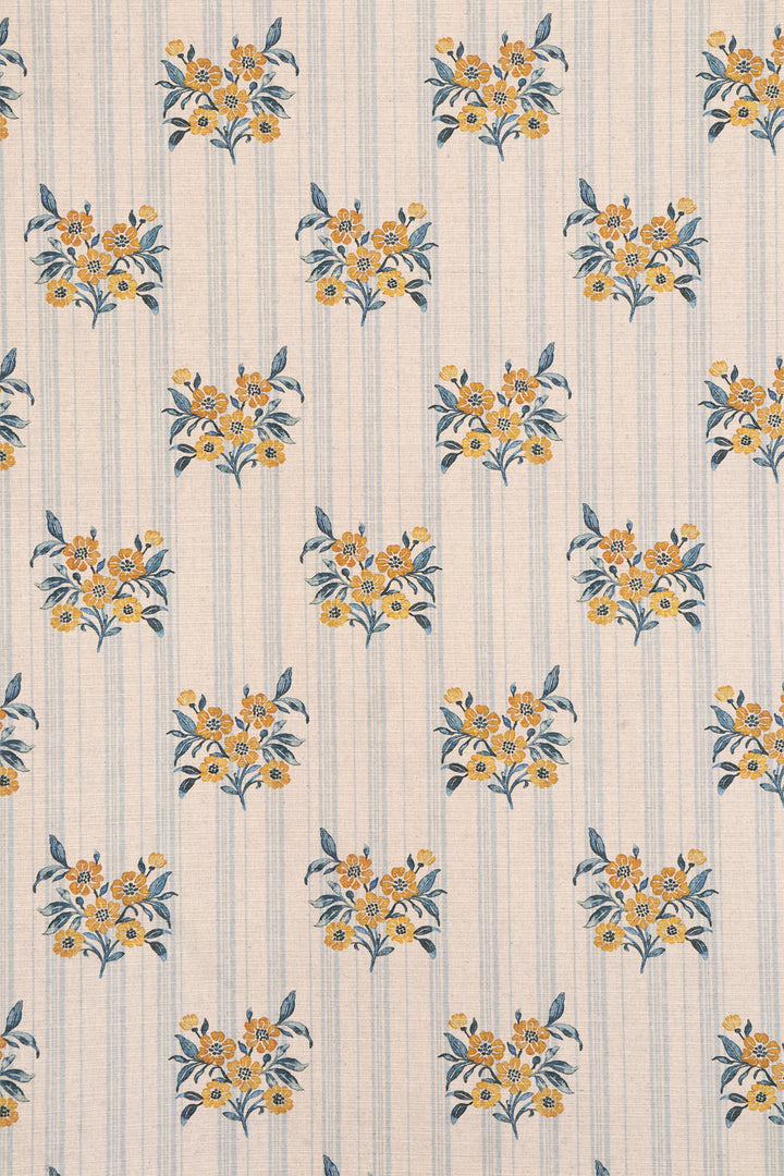 Josephine Stripe Mineral Blue/Yellow Fabric