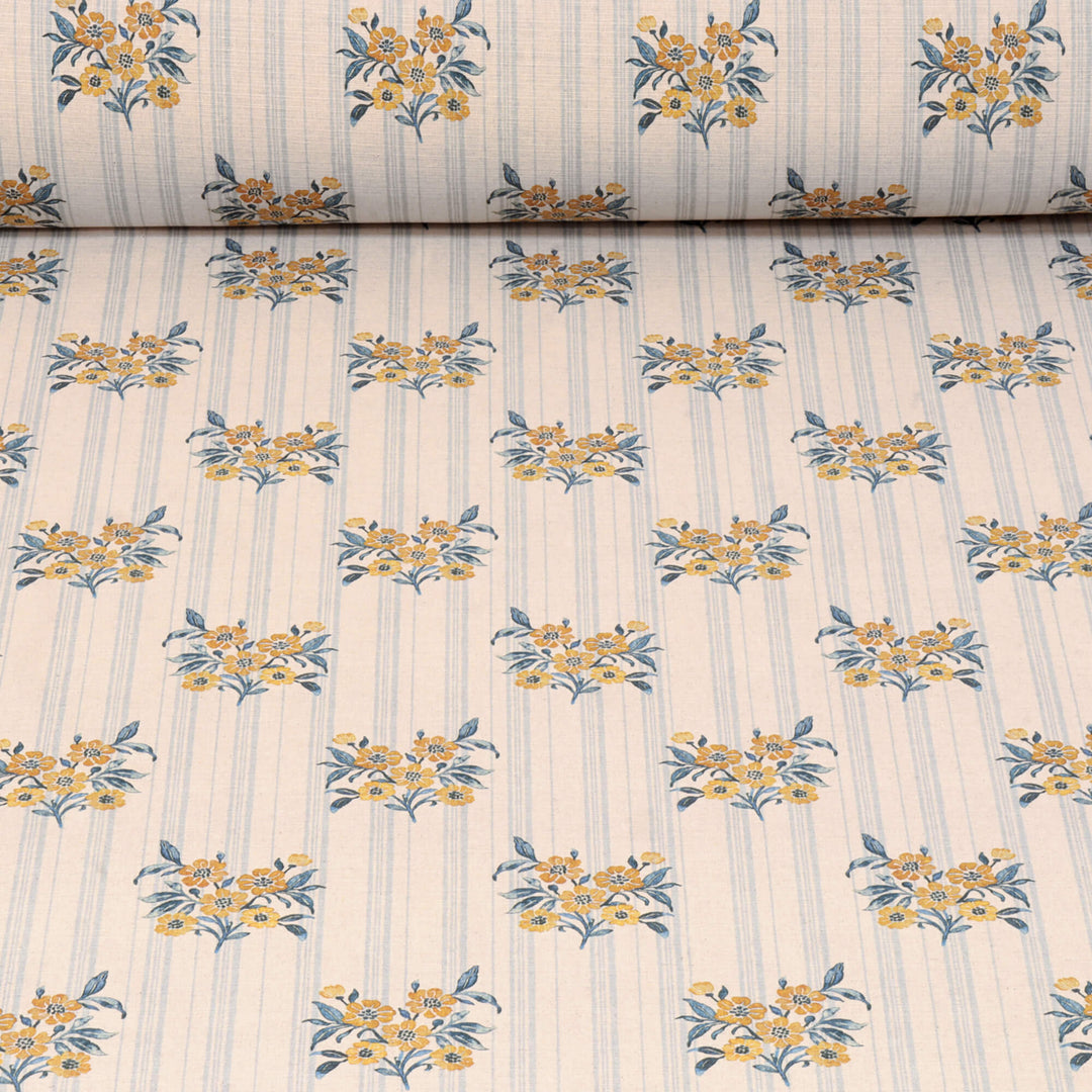 Josephine Stripe Mineral Blue/Yellow Fabric
