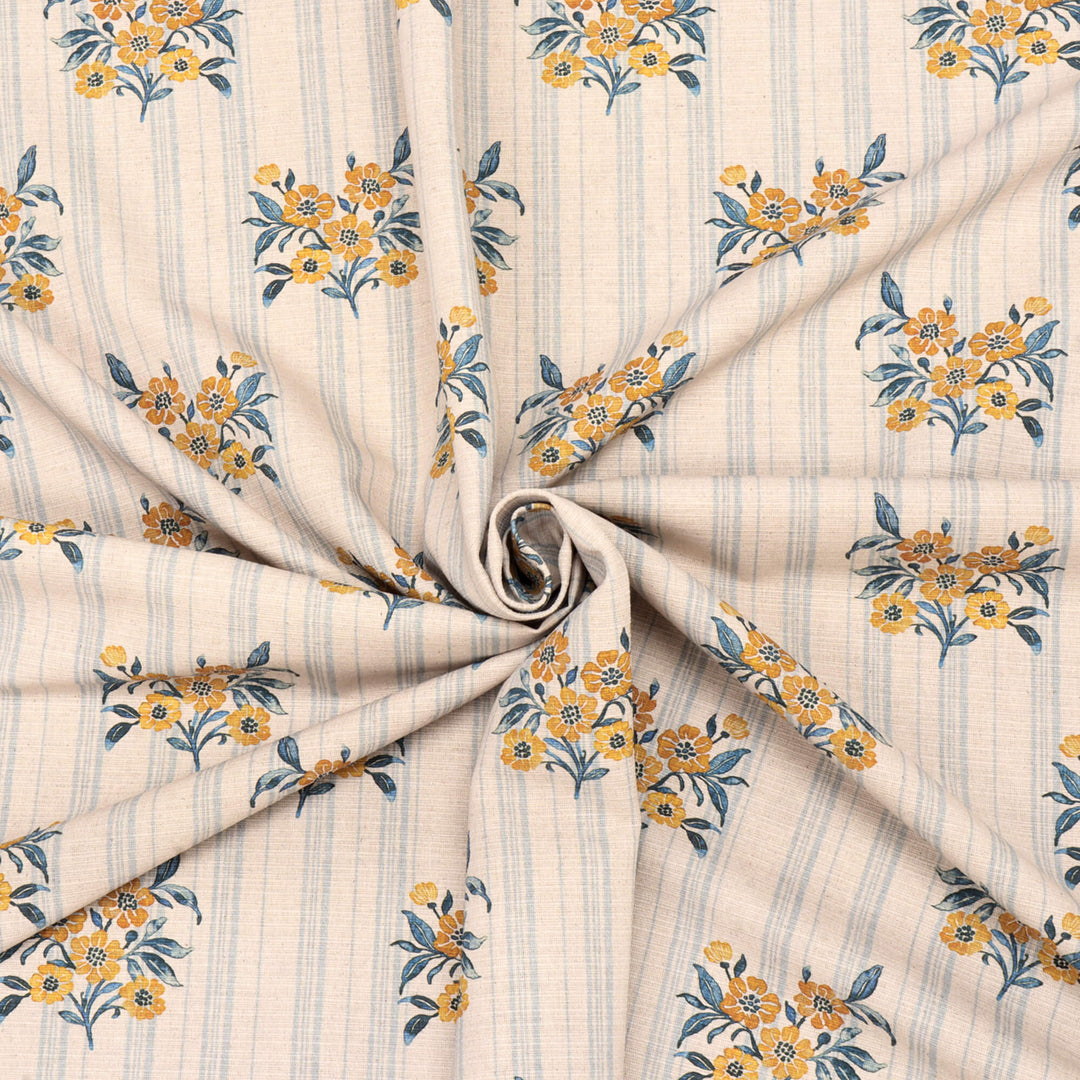 Josephine Stripe Mineral Blue/Yellow Fabric