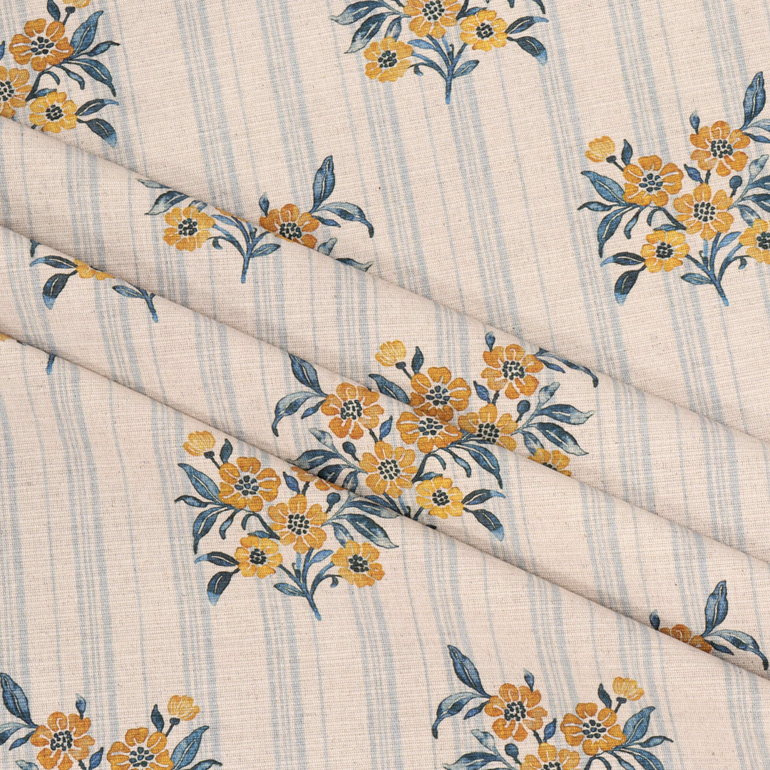 Josephine Stripe Mineral Blue/Yellow Fabric