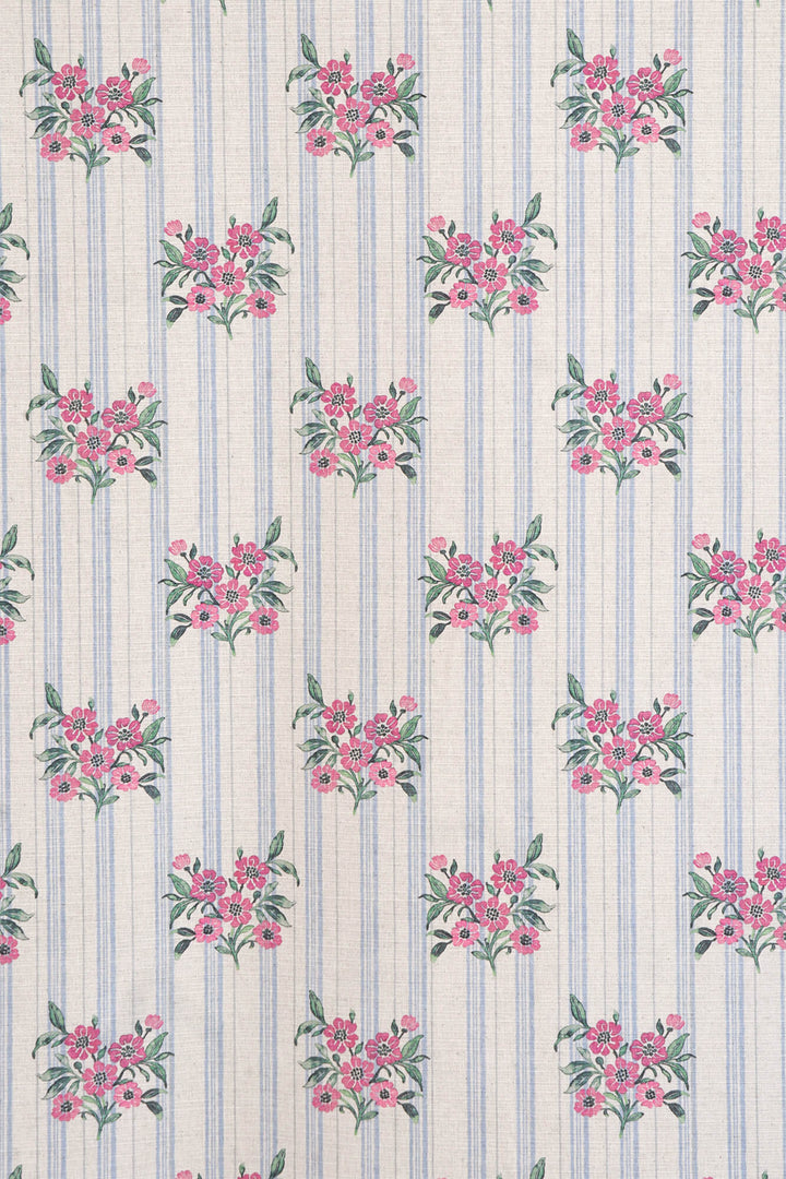 Josephine Stripe Sky Blue/Pink Fabric