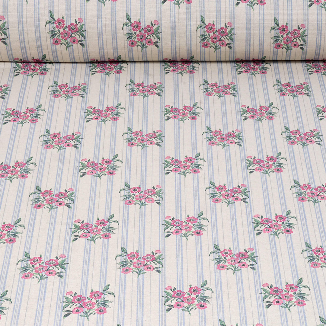 Josephine Stripe Sky Blue/Pink Fabric