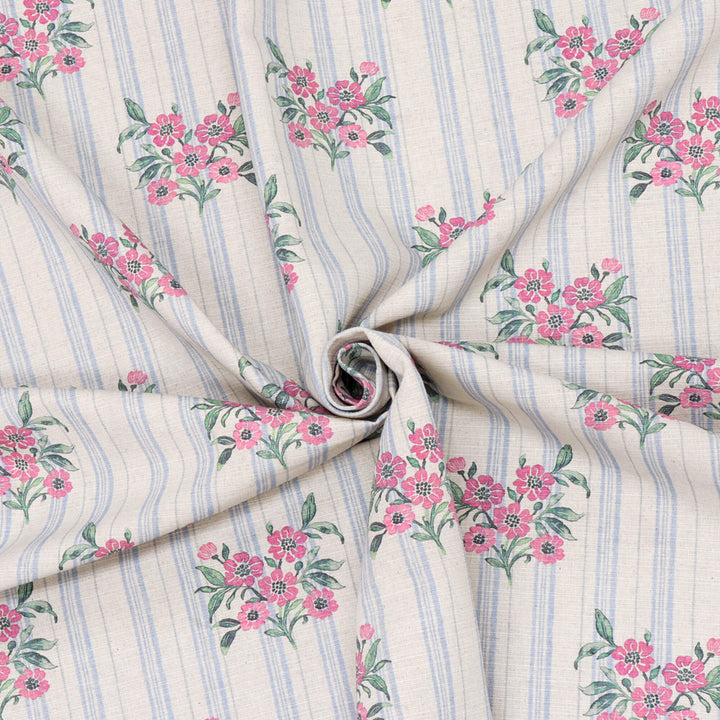 Josephine Stripe Sky Blue/Pink Fabric