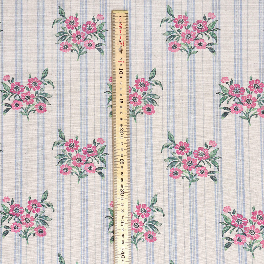 Josephine Stripe Sky Blue/Pink Fabric