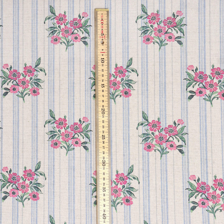 Josephine Stripe Sky Blue/Pink Fabric
