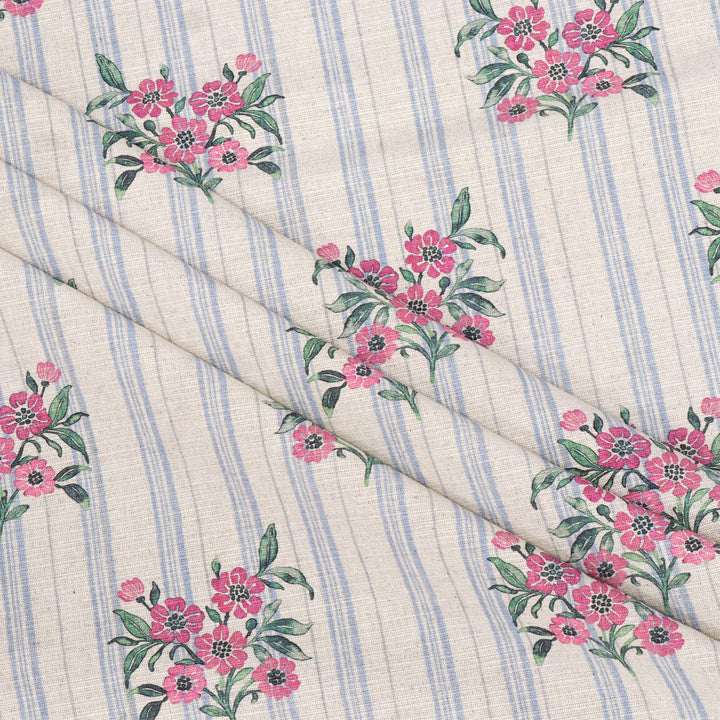 Josephine Stripe Sky Blue/Pink Fabric