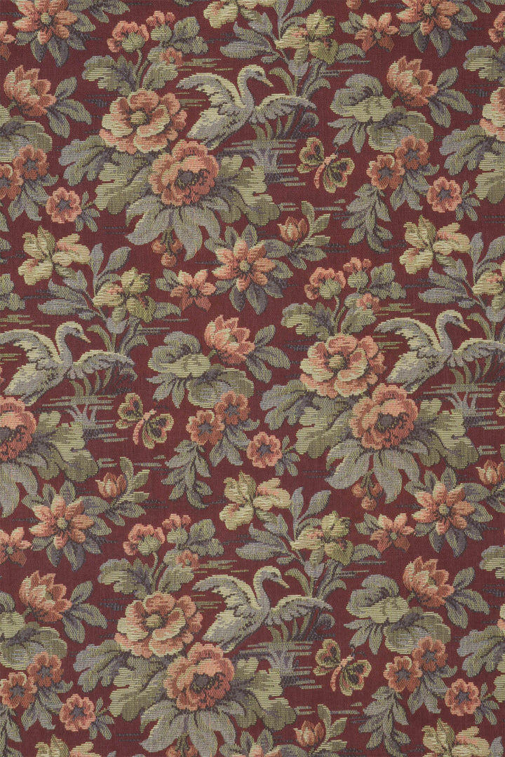 Heritage Swan Burgundy Fabric