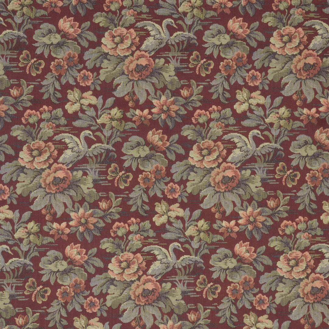 Heritage Swan Burgundy Fabric