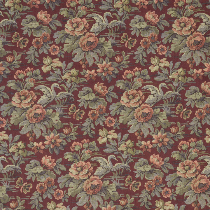 Heritage Swan Burgundy Fabric