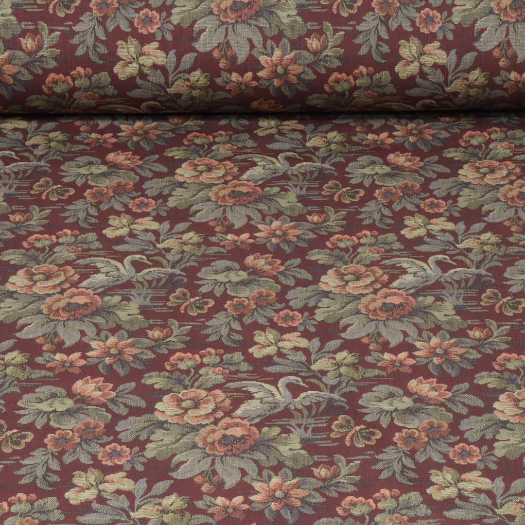 Heritage Swan Burgundy Fabric