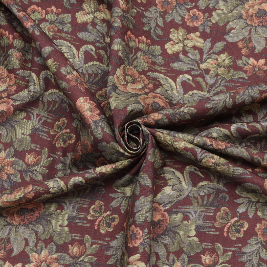 Heritage Swan Burgundy Fabric